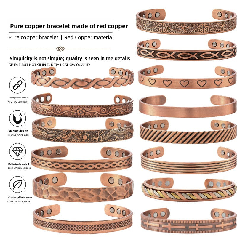 Vintage Red Pure Copper Magnet Bracelet
