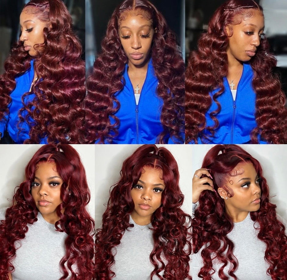 Luxury 99j Burgundy Indian Loose Wave Human Hair Bundles