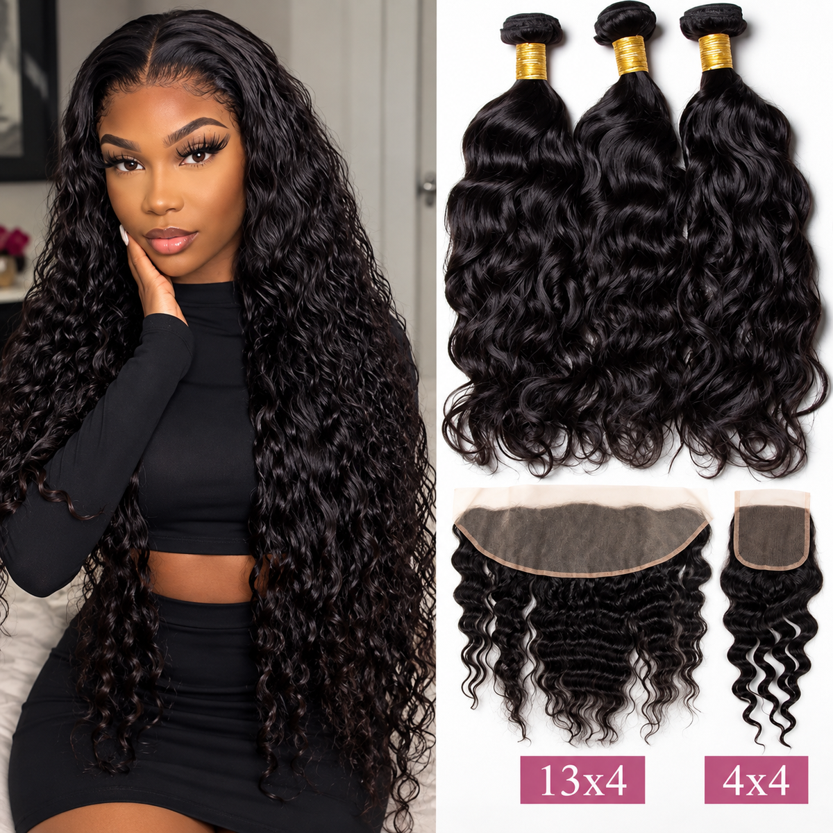 Raw Peruvian Natural Wave Human Hair- 3 Bundle set with HD Lace Closure | Luxury Hair Extensions