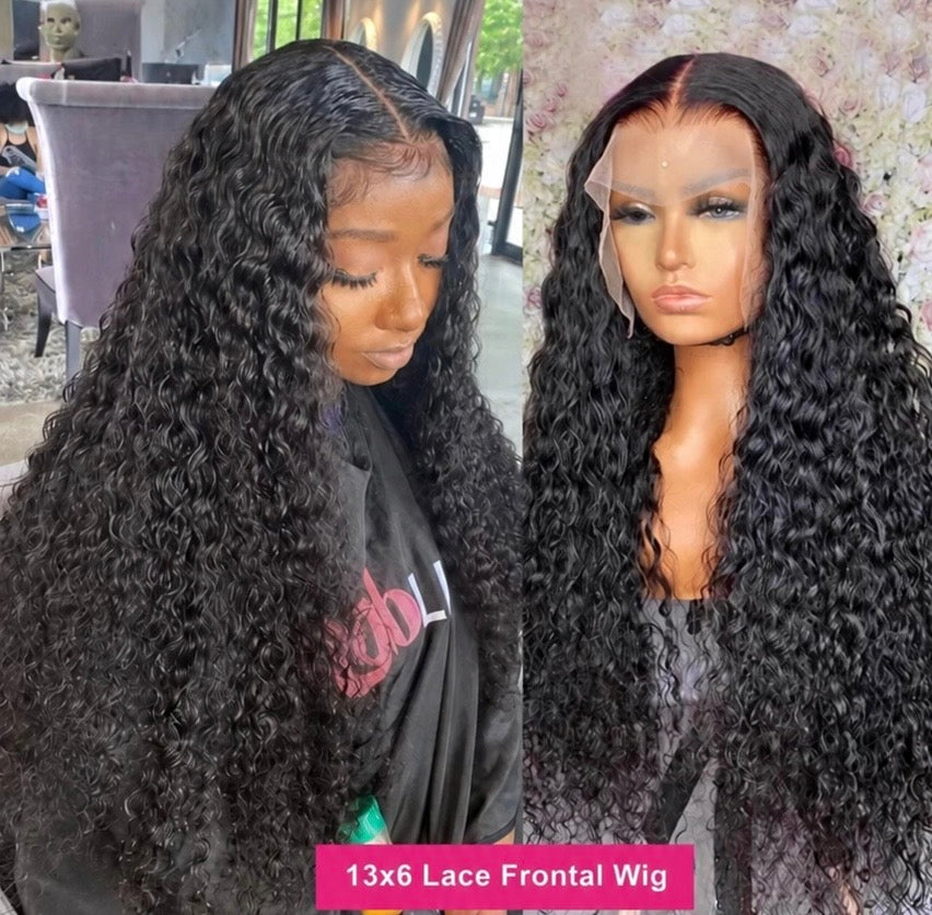 Luxury 13x6 HD Brazilian Lace Glueless Deep Water Wave Human Hair Wig - Pre-Plucked 200% -250% Density