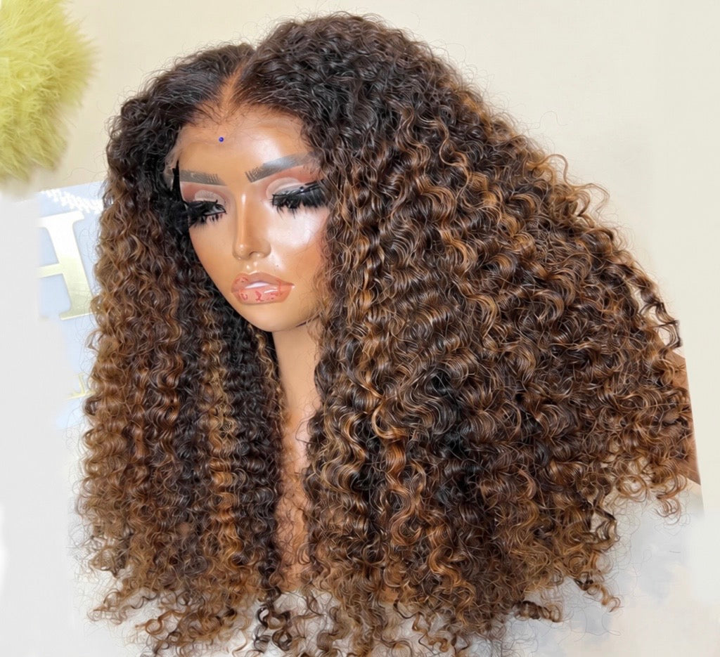 Luxury Pre-Plucked Curly Dark Brown 13X4 Human Hair Wig 250% Density 4x4/13x4/13x6/ Lace