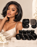 Bouncy Curly Human Hair Bundles + Closure | Brazilian Curly Weave