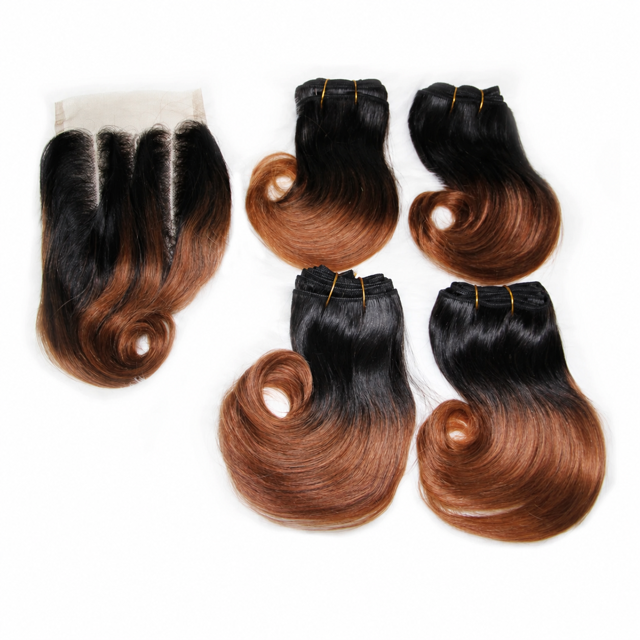 Bouncy Curly Human Hair Bundles + Closure | Brazilian Curly Weave