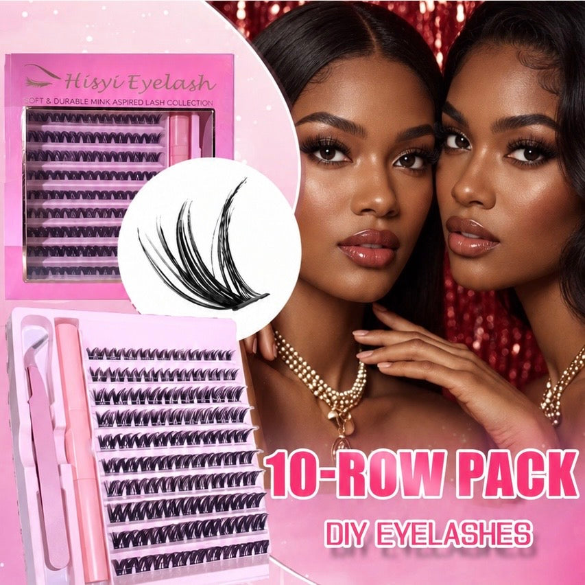 Flawless 3D 190PCS Cluster Lashes Kit with Lash Bond & Seal, Lash Tool with Glue Accessories and Eyelash Curler