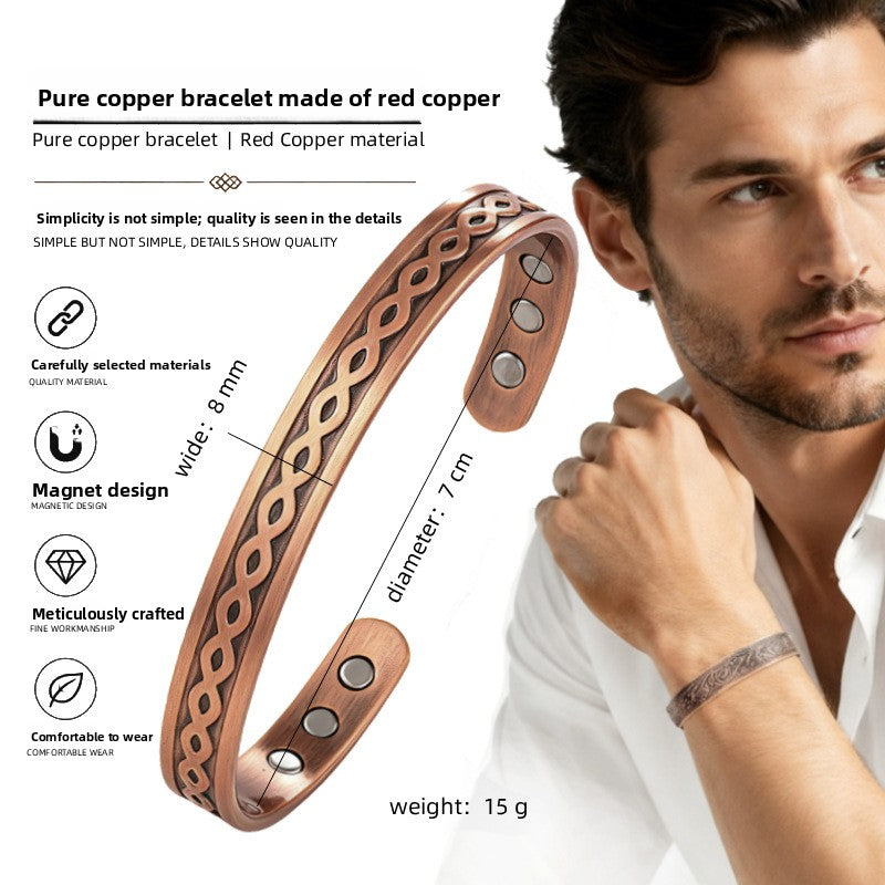 Vintage Red Pure Copper Magnet Bracelet