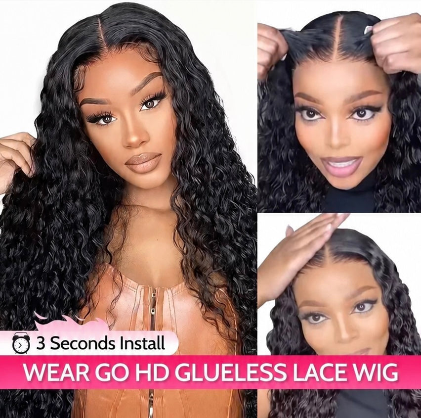 Luxury Mongolian Water Wave 7x5 Glueless Human Hair Wig - Pre-Plucked HD Lace