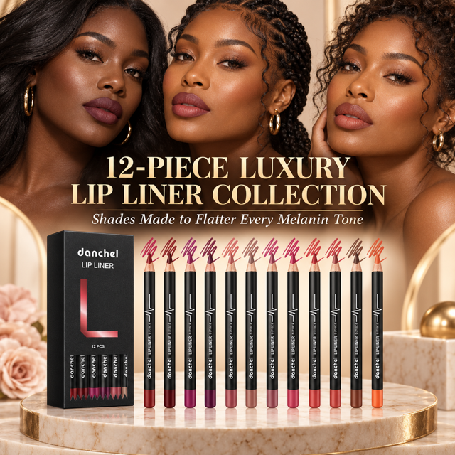 Luxury 12-Piece Waterproof Semi-Matte Lip Liner Set
