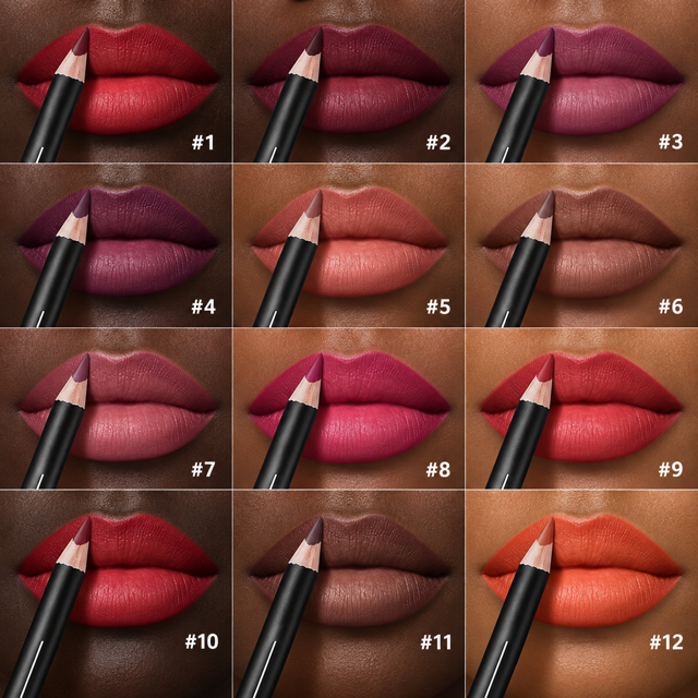 Luxury 12-Piece Waterproof Semi-Matte Lip Liner Set