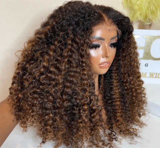 Luxury Pre-Plucked Curly Dark Brown 13X4 Human Hair Wig 250% Density 4x4/13x4/13x6/ Lace