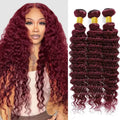 Luxury 99J Burgundy Deep Wave Brazilian Human Hair Bundles