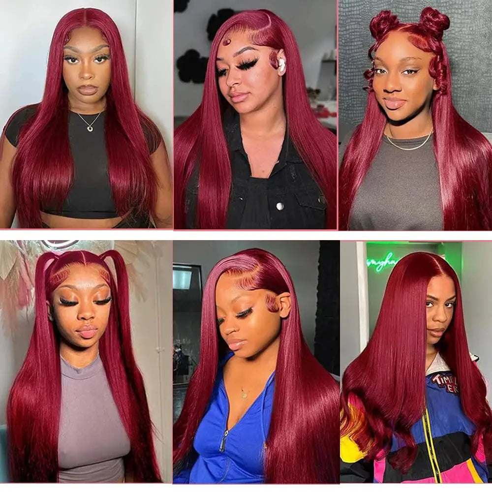Burgundy Wine Red Straight Remy Human Hair Bundles - Single & 3 Piece Sets