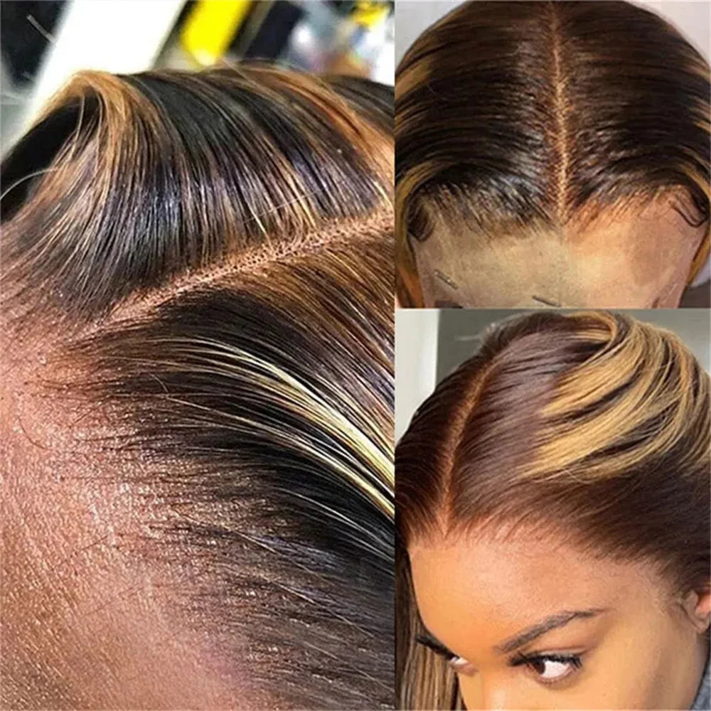 Luxury P4/27 Ombre Brazilian Body Wave Human Hair Bundles With 13x4 Lace Frontal