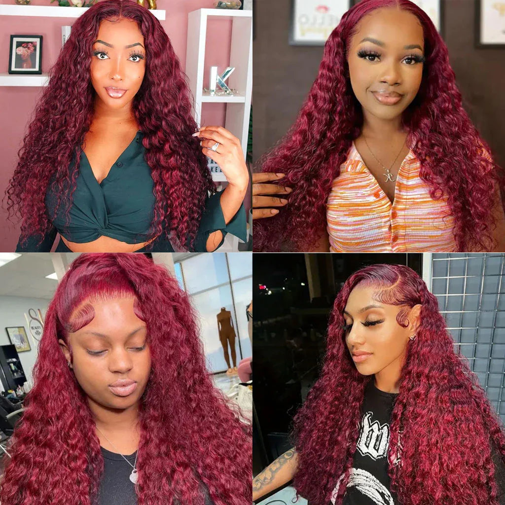Luxury 99J Burgundy Deep Wave Brazilian Human Hair Bundles
