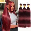 Burgundy Wine Red Straight Remy Human Hair Bundles - Single & 3 Piece Sets