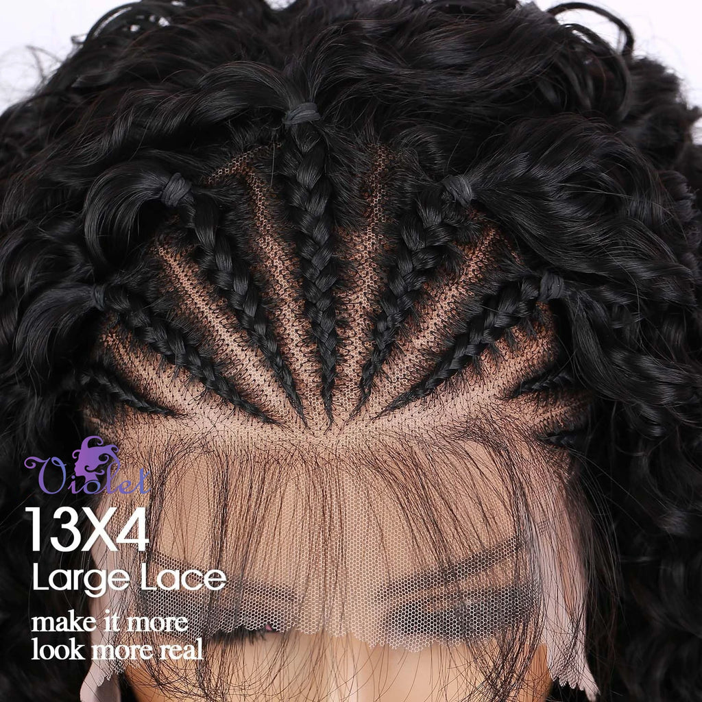 Luxury Brazilian Deep Wave Curly Bob 13x4 Lace Front Human Hair Wigs - Pre-Braided Style, 220% Density