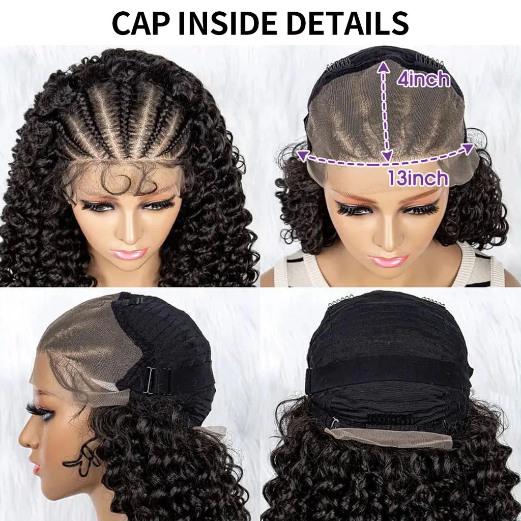 Luxury Brazilian Deep Wave Curly Bob 13x4 Lace Front Human Hair Wigs - Pre-Braided Style, 220% Density