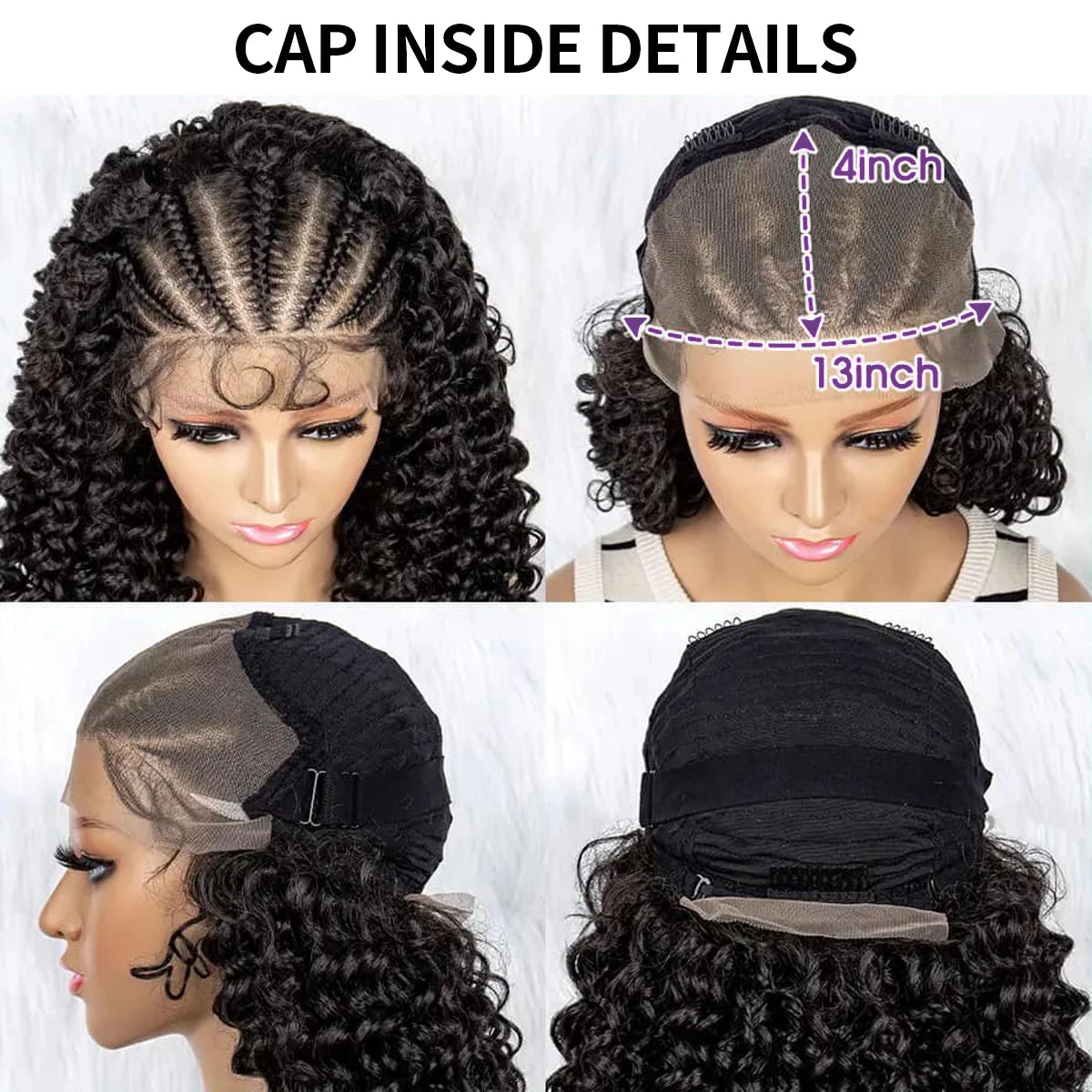 Luxury Brazilian Deep Wave Curly Bob 13x4 Lace Front Human Hair Wigs - Pre-Braided Style, 220% Density