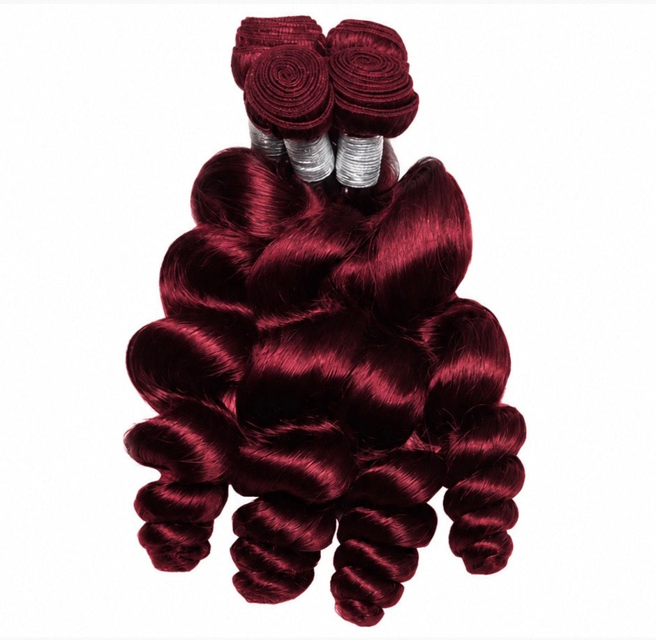 Luxury 99j Burgundy Indian Loose Wave Human Hair Bundles