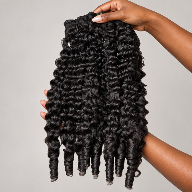 Luxury Burmese Curly Virgin Human Hair Bundles - Spring Curl at Ends