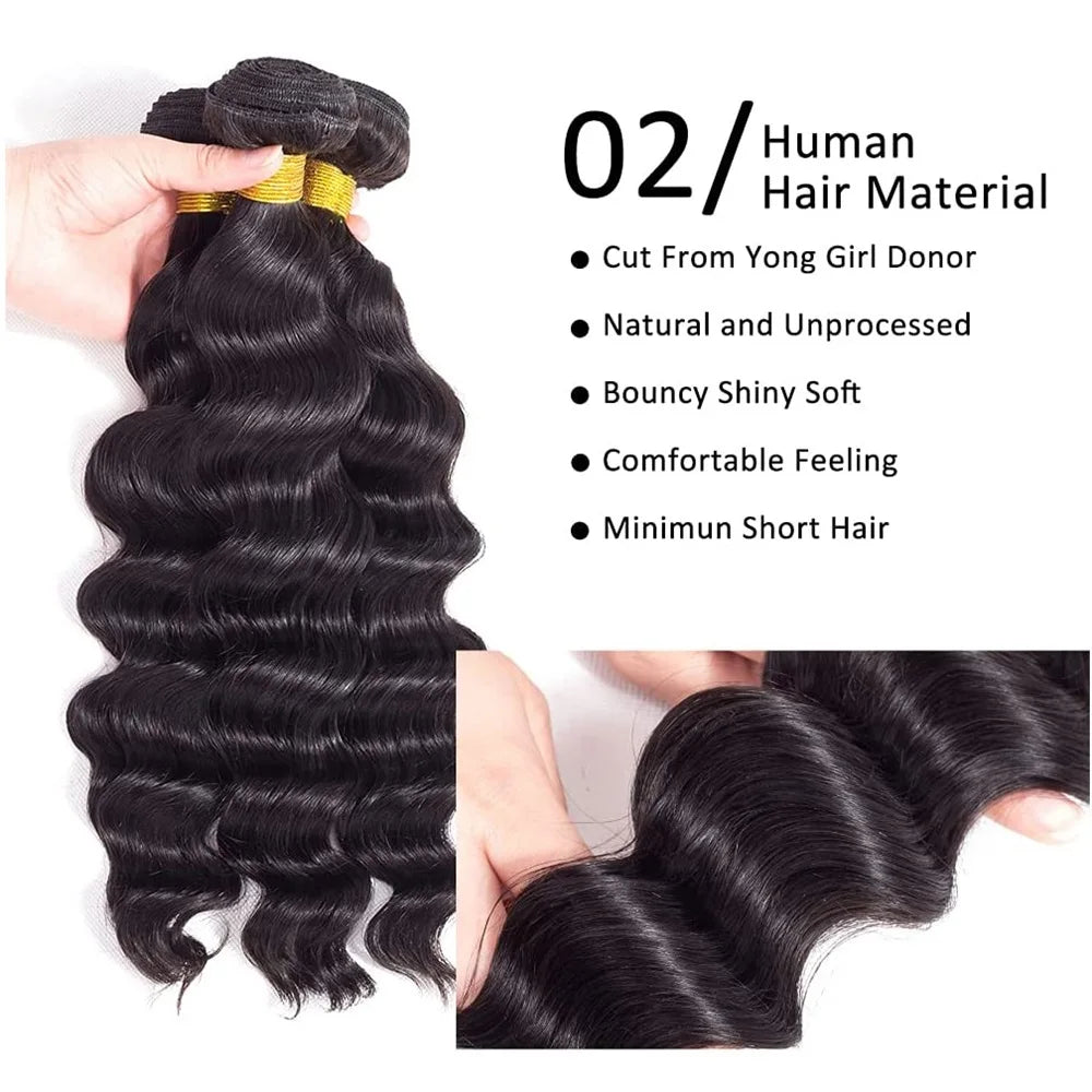 Brazilian Virgin Human Hair + Loose Deep Wave + Deep Wave + Body Wave + Straight