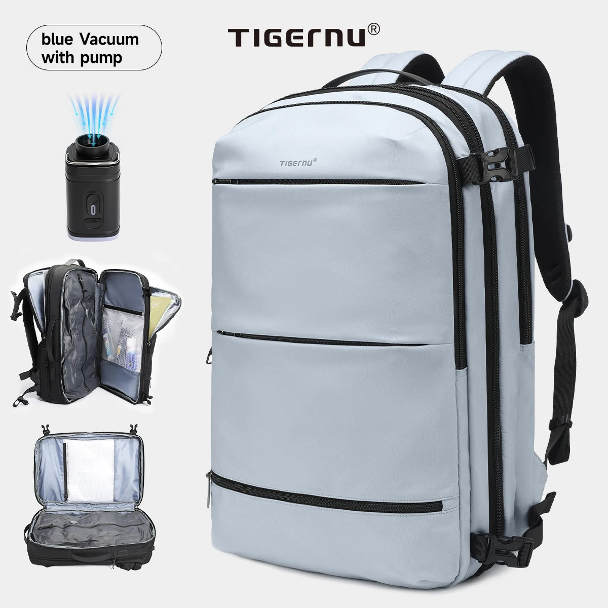 Expandable Vacuum Compression Travel Backpack With Laptop Compartment