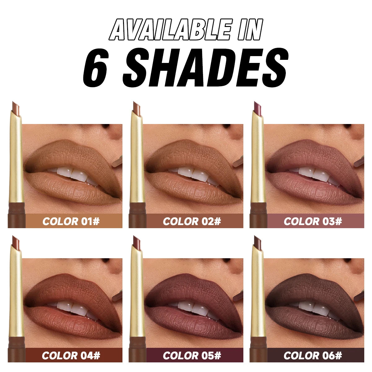 Matte Lip Liner Pencil - Creamy Long Wear Nude & Brown Shades