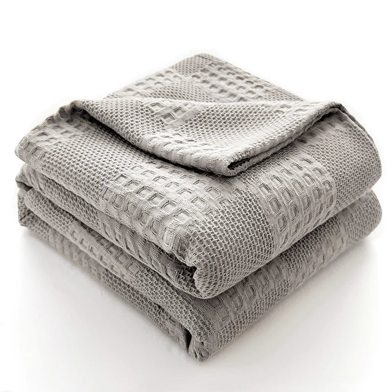 Luxury 100% Cotton Waffle Throw Blanket Soft & Cozy Home Collection
