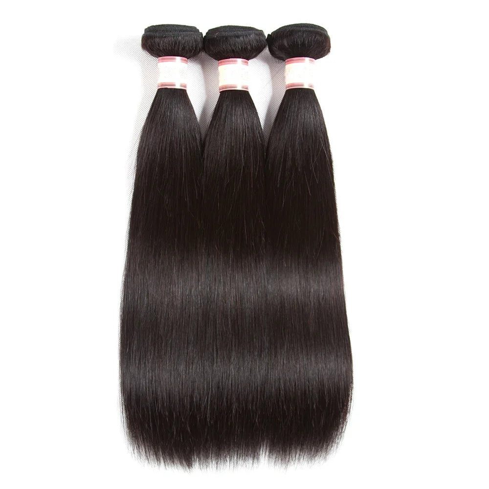 Luxury Brazilian Straight Human Hair Weave Bundles Natural Black 1/2/3 Bundle Options