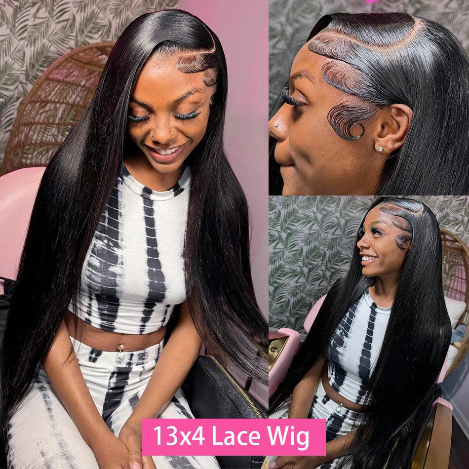 Luxury Silken Straight Brazilian Human Hair Wig | 200% Density | Transparent HD Lace Frontal | 30-40 Inches