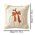Luxury Harvest Bow & Pumkin Plush Throw Pillow Cover - 18" x 18"
