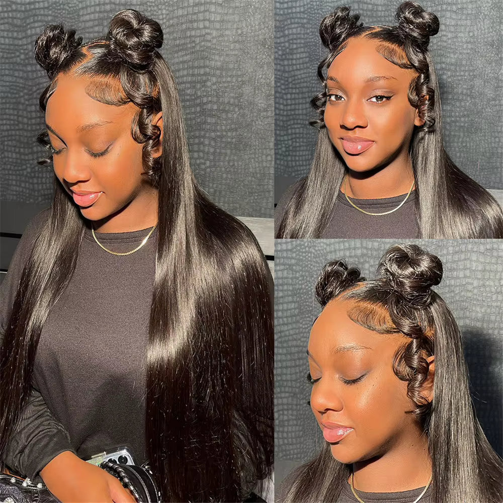 Luxury Silken Straight Brazilian Human Hair Wig | 200% Density | Transparent HD Lace Frontal | 30-40 Inches