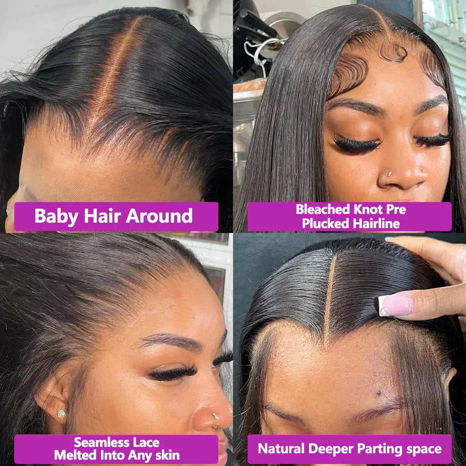 Luxury Silken Straight Brazilian Human Hair Wig | 200% Density | Transparent HD Lace Frontal | 30-40 Inches