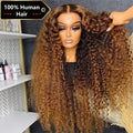 Honey Brown Ombre Brazilian Deep Wave Human Hair Lace Front Wig | 13x6 & 13x4 | 180%-250% Density