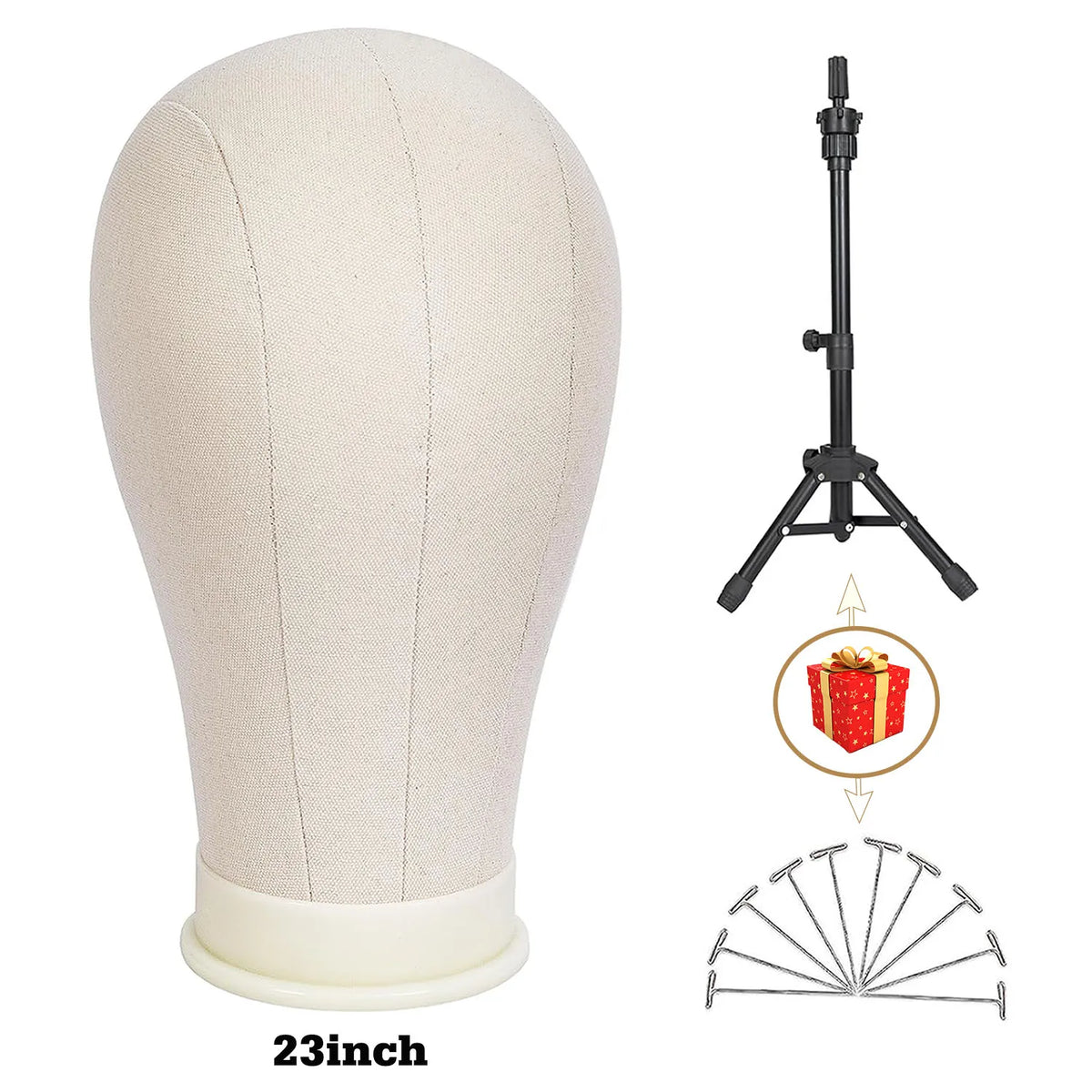 Canvas Wig Mannequin Head & Stand Set - Wig Making Display Kit