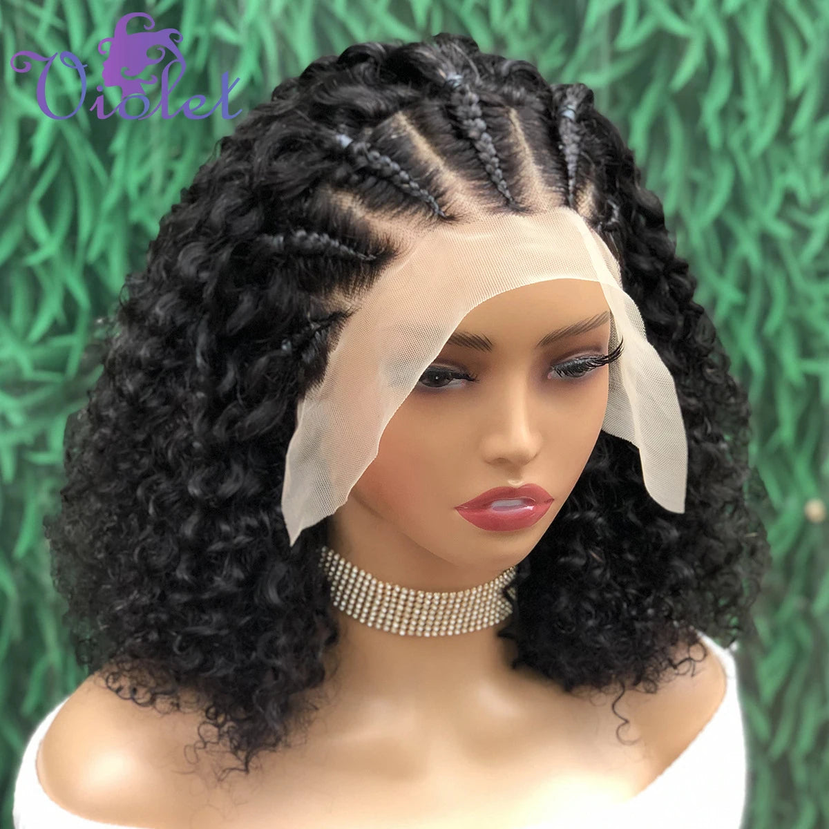 Luxury Brazilian Deep Wave Curly Bob 13x4 Lace Front Human Hair Wigs - Pre-Braided Style, 220% Density