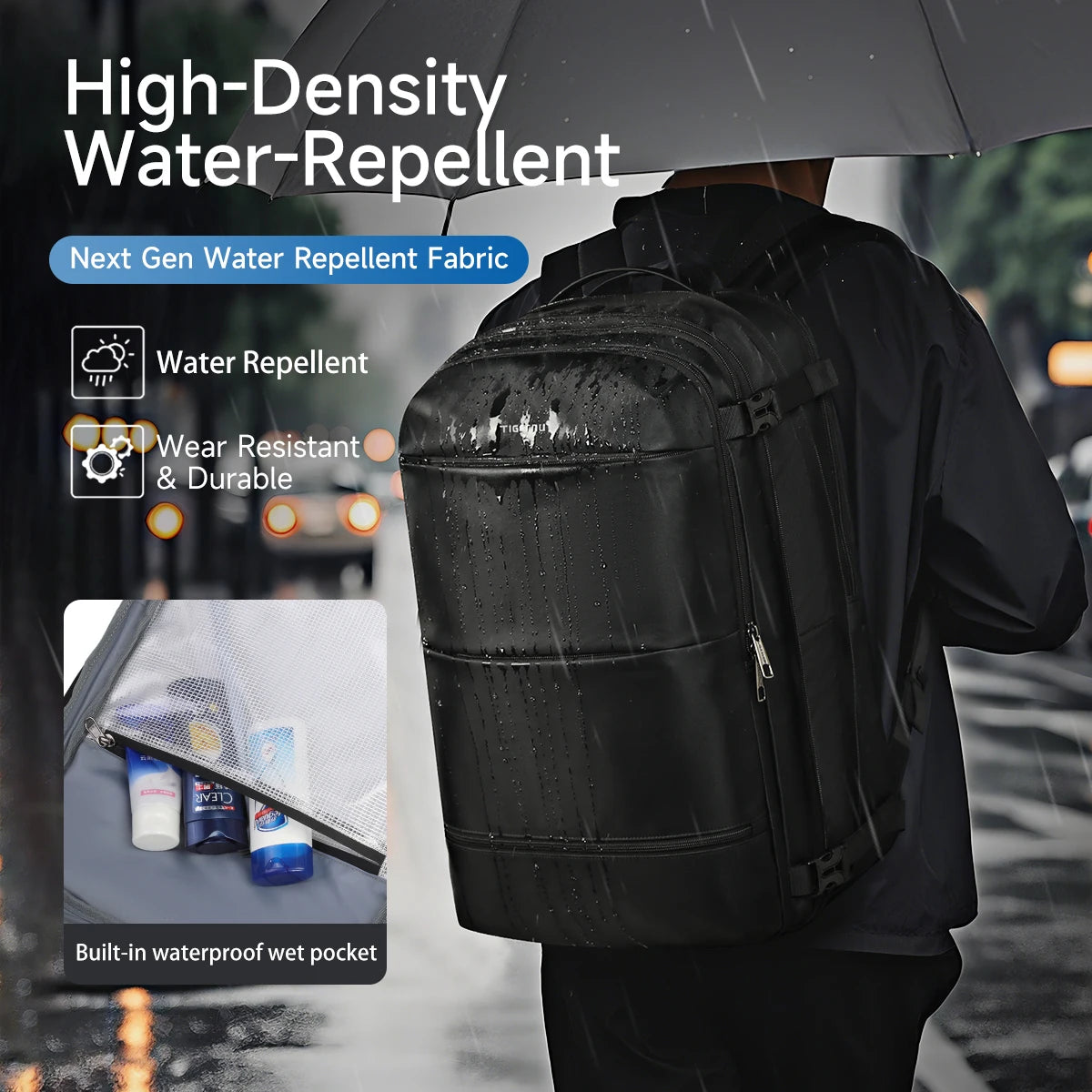 Expandable Vacuum Compression Travel Backpack With Laptop Compartment
