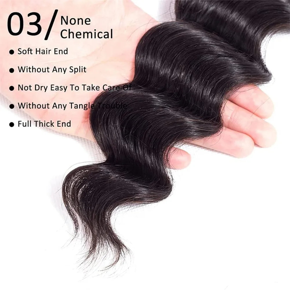 Brazilian Virgin Human Hair + Loose Deep Wave + Deep Wave + Body Wave + Straight