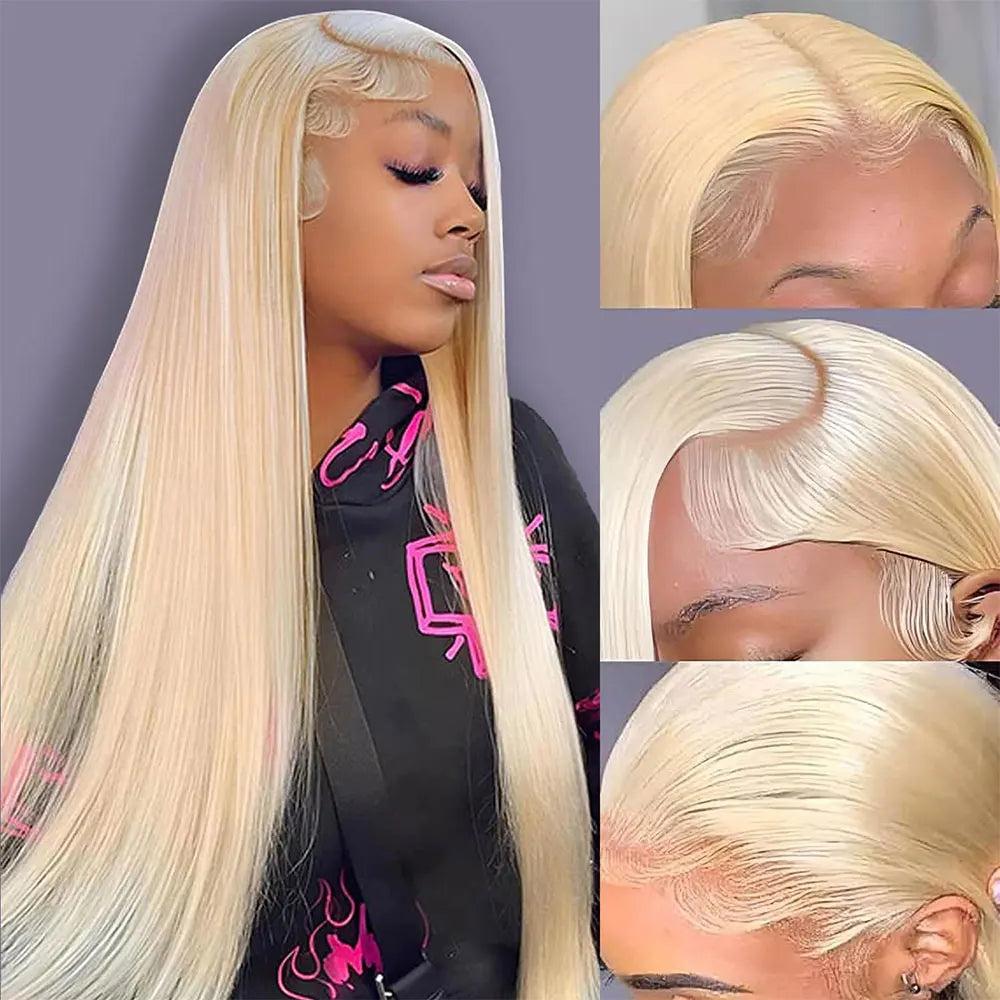 Luxury HD Blonde 613 13x6 Lace Frontal Human Wigs - 210% Density Straight Wig 18-38 Inch