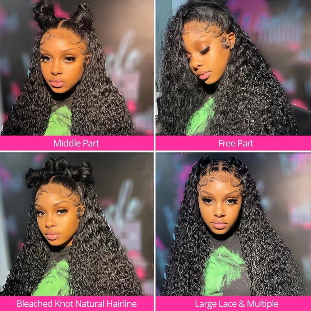 13x6 HD Lace Front Brazilian Deep Wave Human Hair Wig - 250% Density, Pre-Plucked
