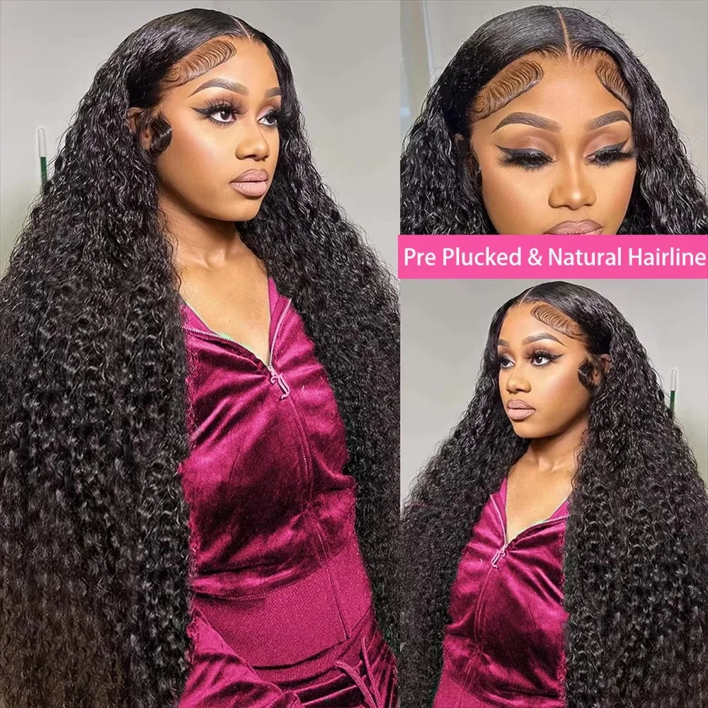 13x6 HD Lace Front Brazilian Deep Wave Human Hair Wig - 250% Density, Pre-Plucked