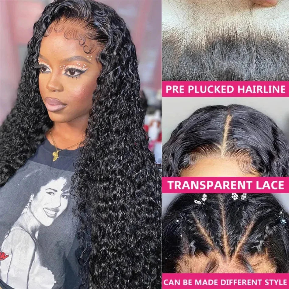 Luxury 13x6 HD Brazilian Lace Glueless Deep Water Wave Human Hair Wig - Pre-Plucked 200% -250% Density