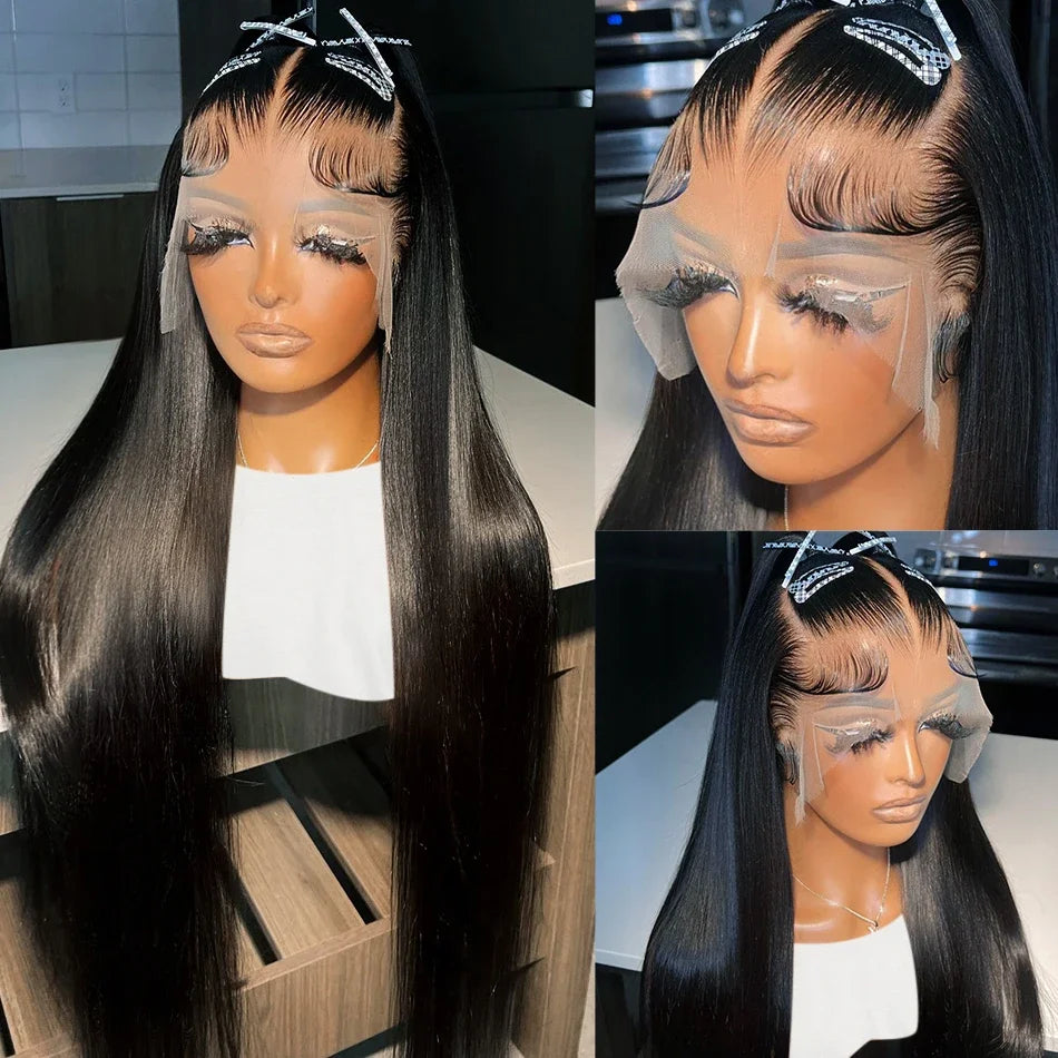 Luxury Silken Straight Brazilian Human Hair Wig | 200% Density | Transparent HD Lace Frontal | 30-40 Inches