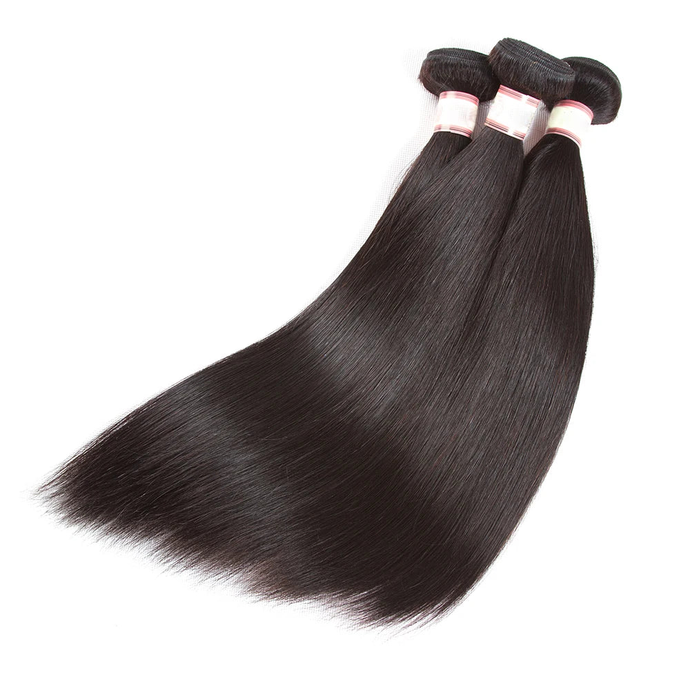 Luxury Brazilian Straight Human Hair Weave Bundles Natural Black 1/2/3 Bundle Options