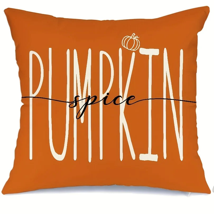 Luxury Harvest Pumkin & Thankful Throw Pillow Cover -18" x 18"