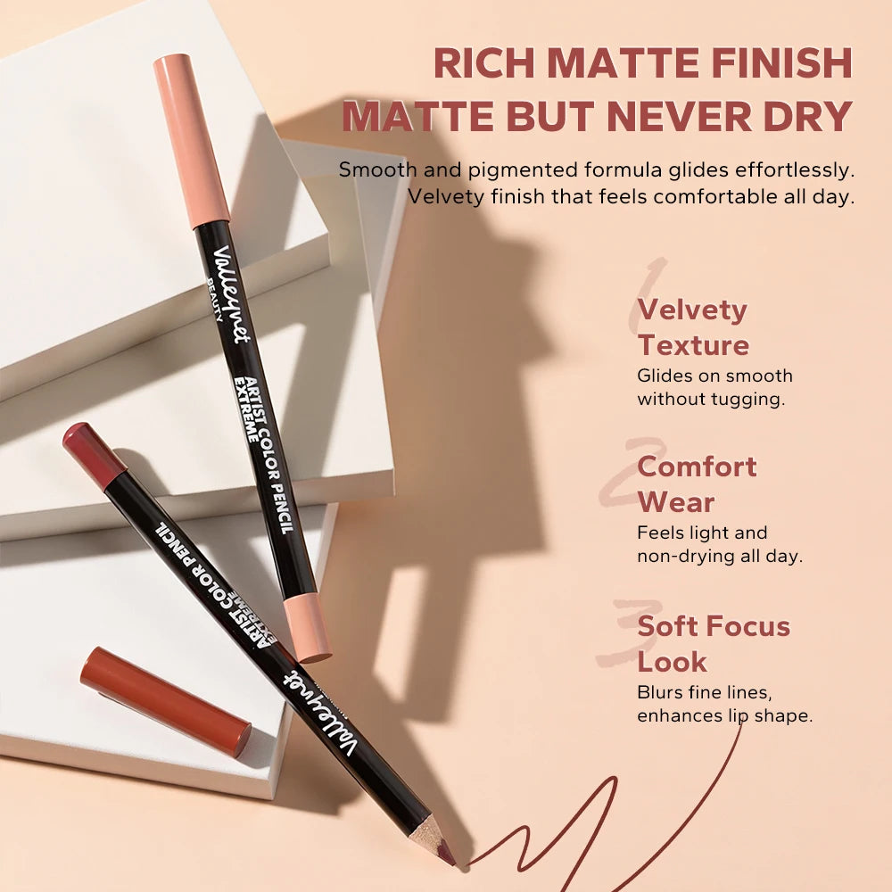 4 Piece Luxury Nude Brown Waterproof Lip Liner Collection