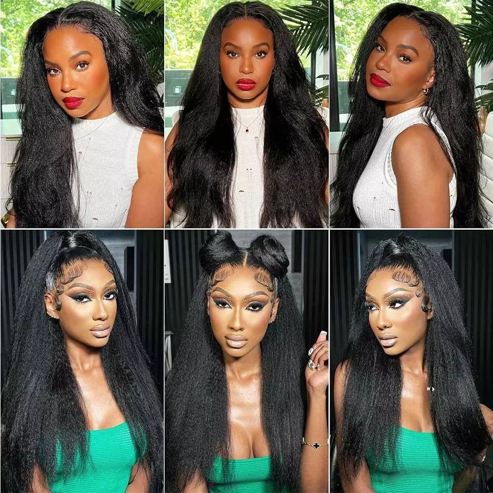 Luxury Kinky Straight Bundles Human Hair 1 3 4 Bundles Set -Natural Yaki Texture