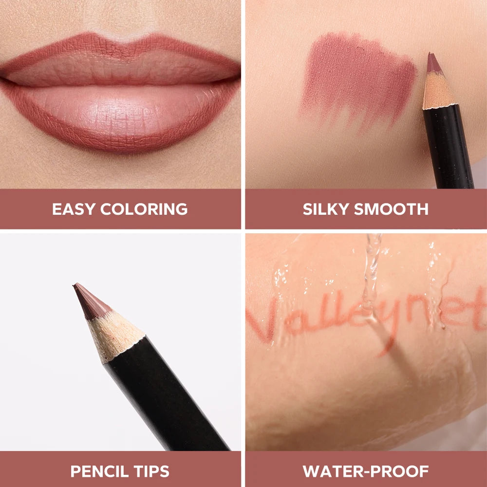 4 Piece Luxury Nude Brown Waterproof Lip Liner Collection