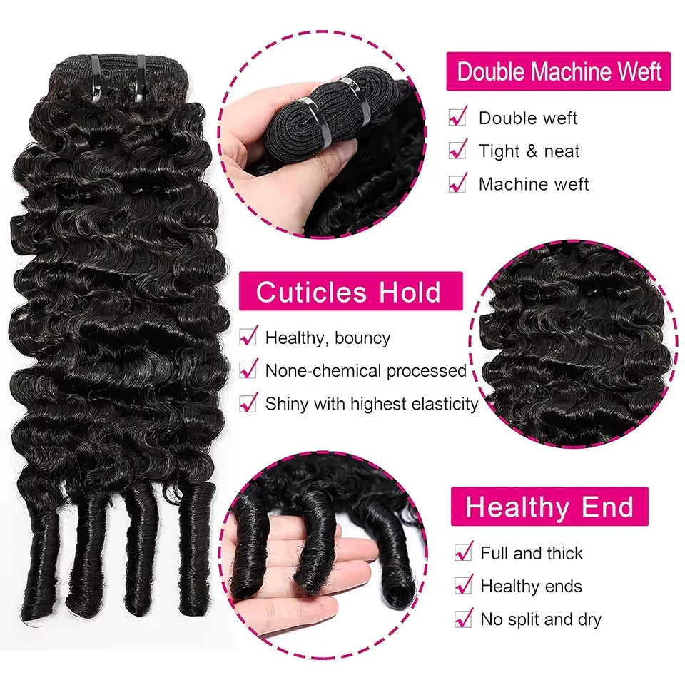 Luxury Burmese Curly Virgin Human Hair Bundles - Spring Curl at Ends