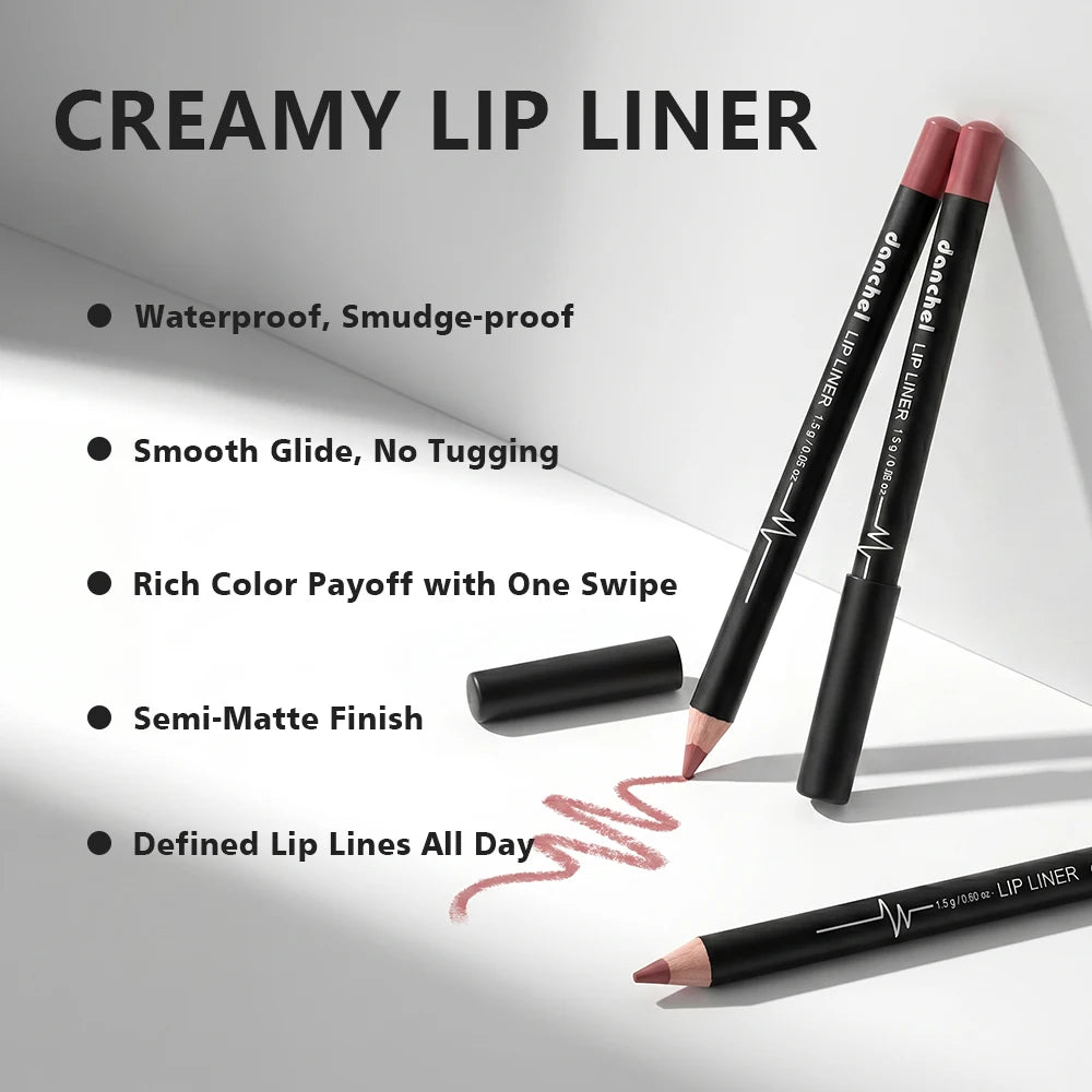 Luxury 12-Piece Waterproof Semi-Matte Lip Liner Set