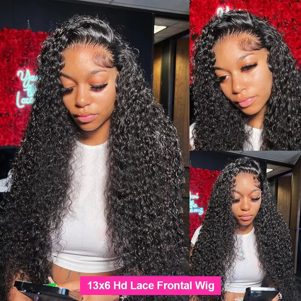 13x6 HD Lace Front Brazilian Deep Wave Human Hair Wig - 250% Density, Pre-Plucked